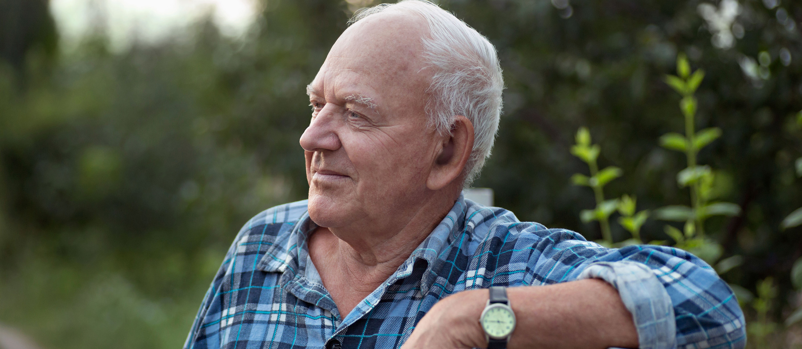 Older man on park bench